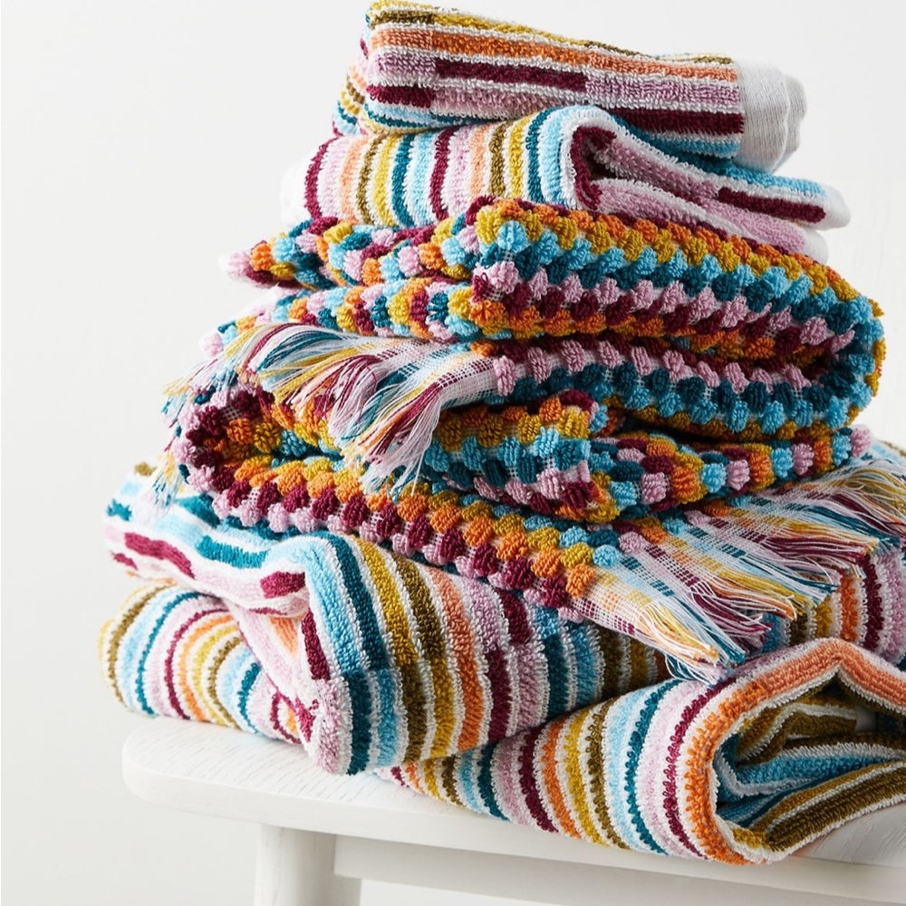 Anthropologie Rainbow Stripe Towel Set